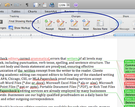 how do you accept all changes in word for mac 2011